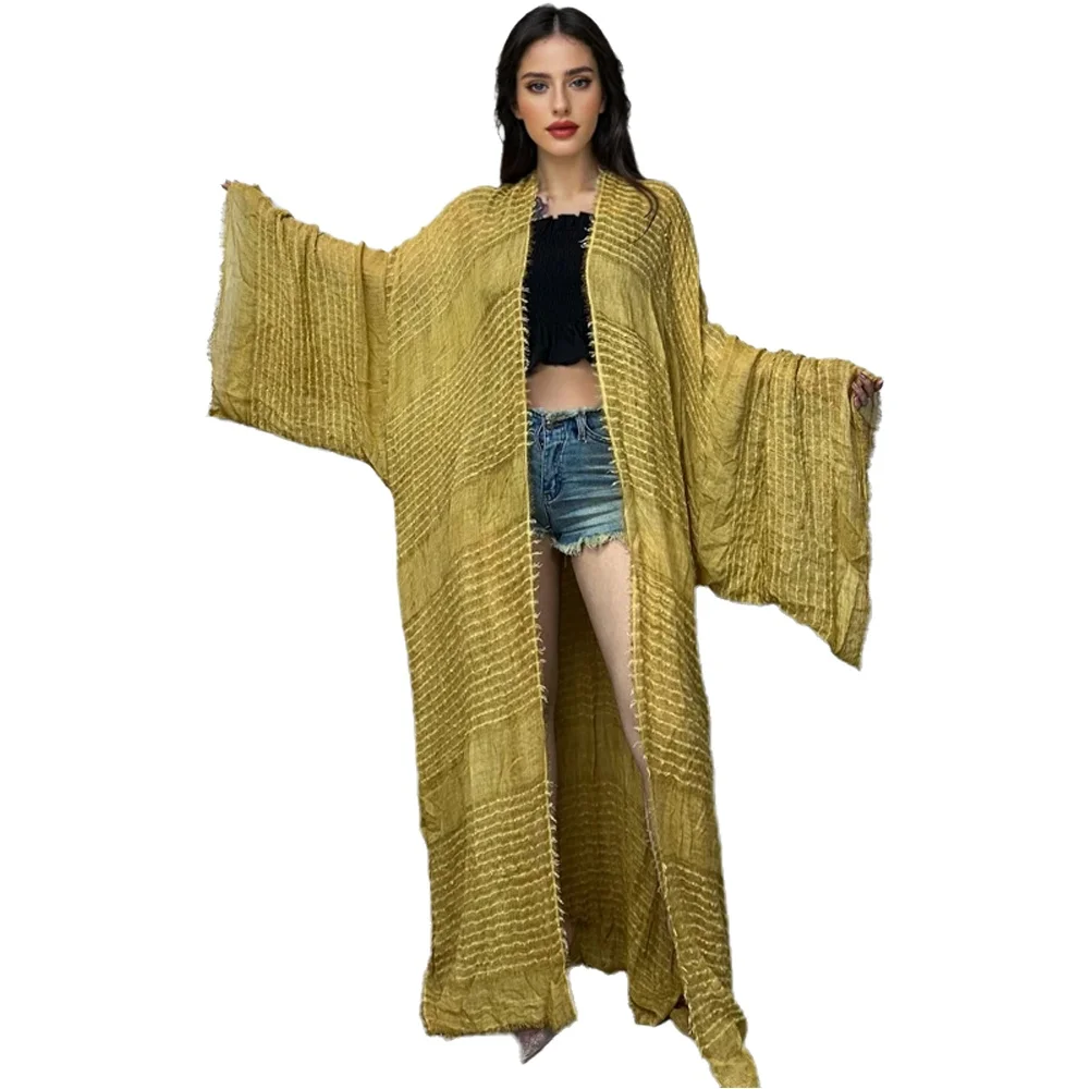 WINYI imprimé géométrique kimono caftan maillots de bain Cardigan robe de soirée abaya dubaï luxe couvertures tenues de plage femmes robe longue