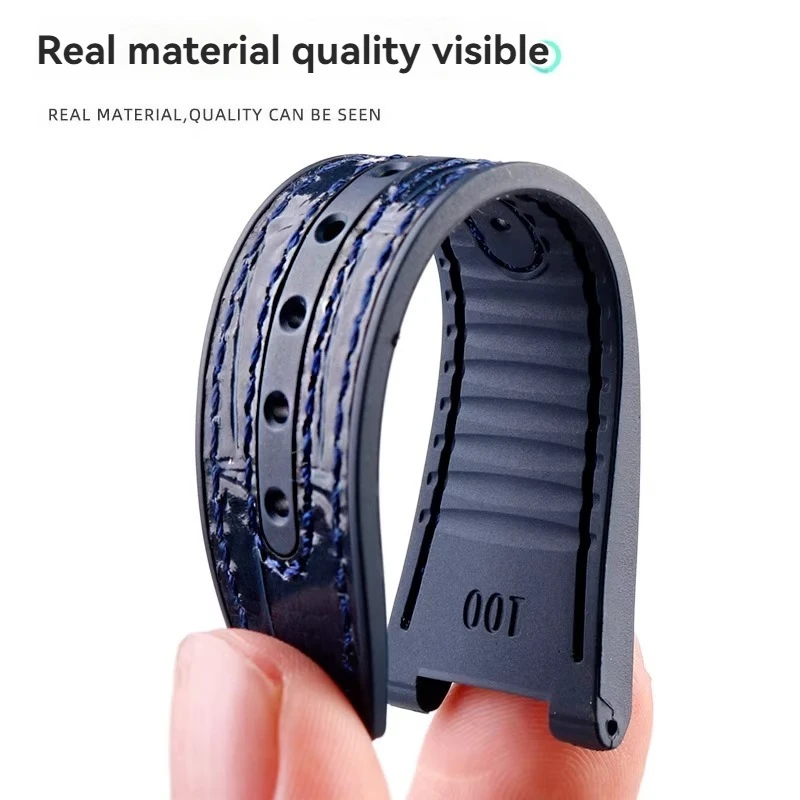 For Omega Constellation Series Leather Strap Men Manhattan Observatory 131.33 Rubber Bottom Watch Strap Black Blue Brown 25x14mm