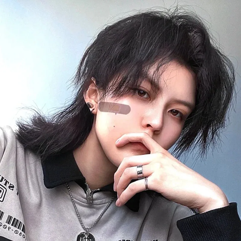 ذيل الذئب الساموراي تصفيفة الشعر اليابانية محايدة البوري هيربيسي شعر مستعار كامل للرجال والنساء هيربيسي الاصطناعية