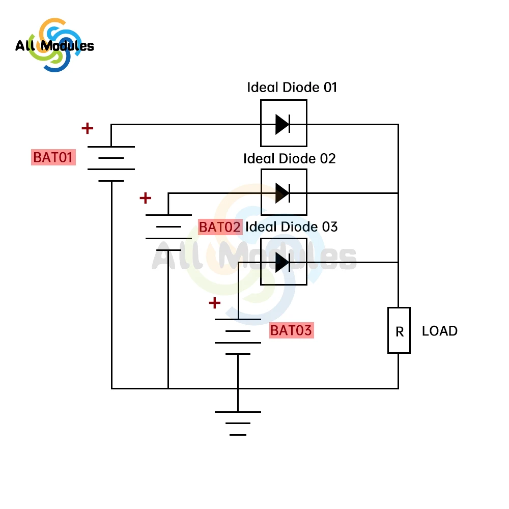 60A No Voltage Limit Ideal Diode Module Anti Backflooding Anti Reverse Connection Diode Two MOS No Ground Required