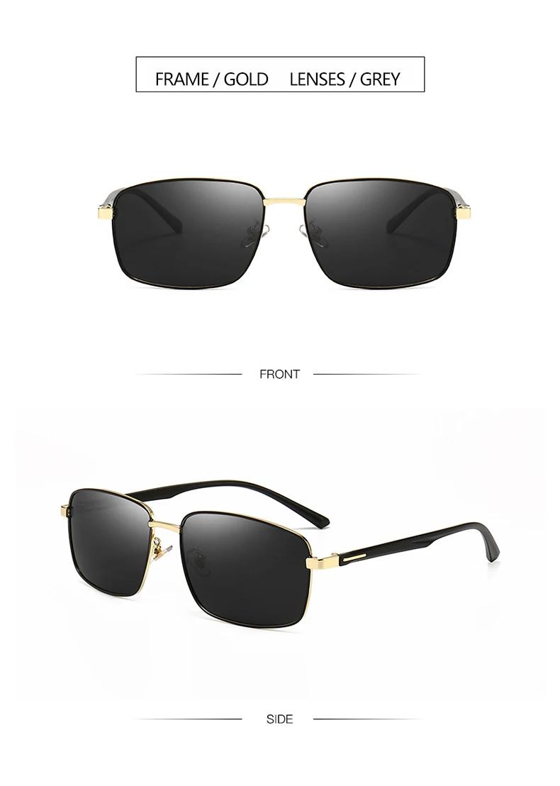 Business Metall Quadratischer Rahmen Polarisierte Sonnenbrille Luxus Übergroße UV-Schutz Sonnenschutzbrille 5027 – Detail 10