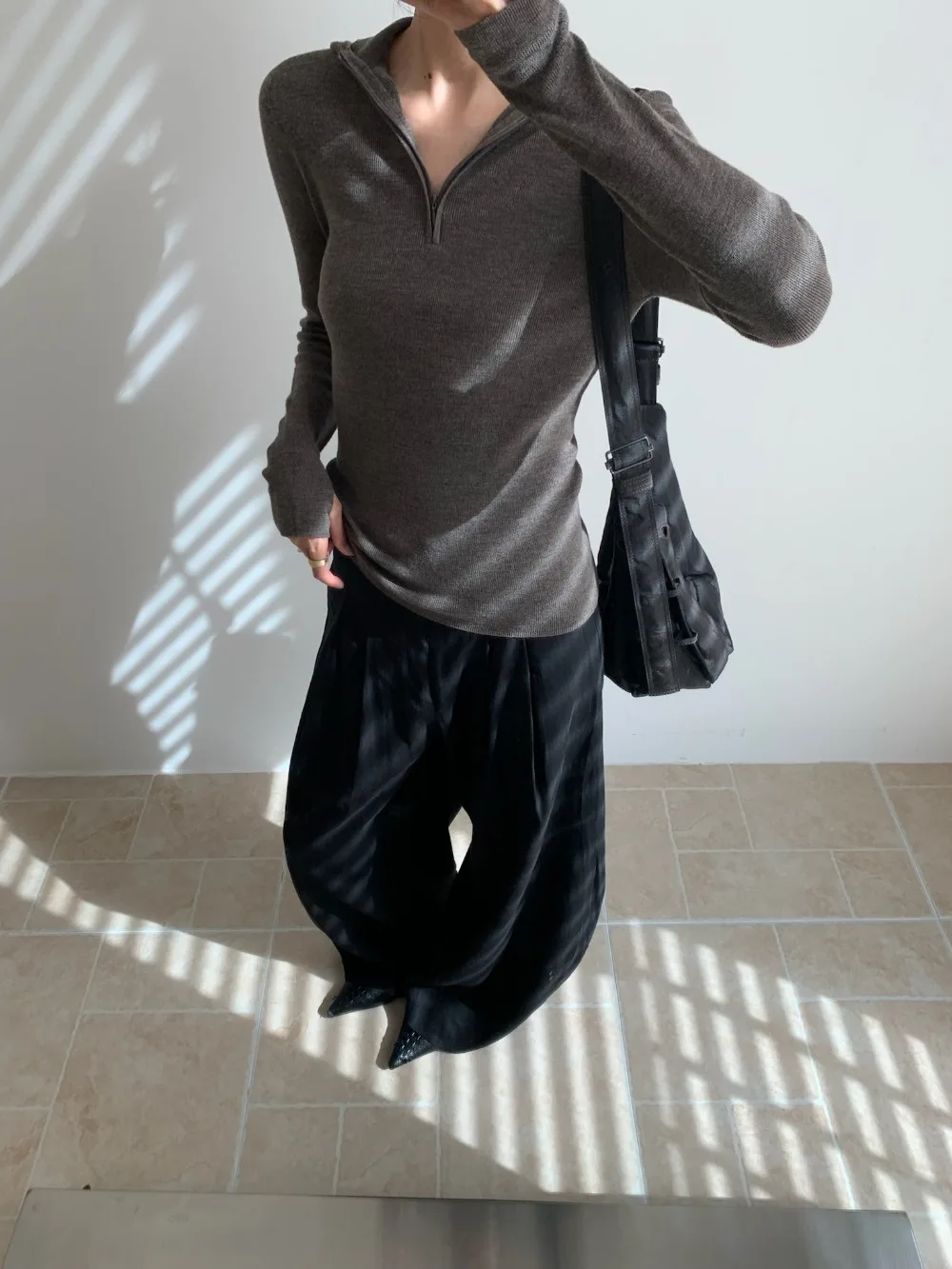 Seamless Hooded Knitted Long-sleeved Zippered Half-front Hooded Sweater