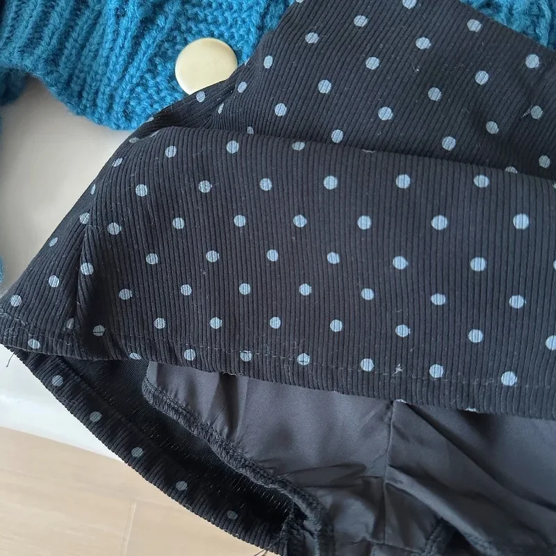 Girls Clothes Set Autumn Winter Sweaters Cardigans+Polka Dot Skirt Fashion Korean Warm Toddler Girl Clothes Suits 2 3 4 5 6 7 8Y 4