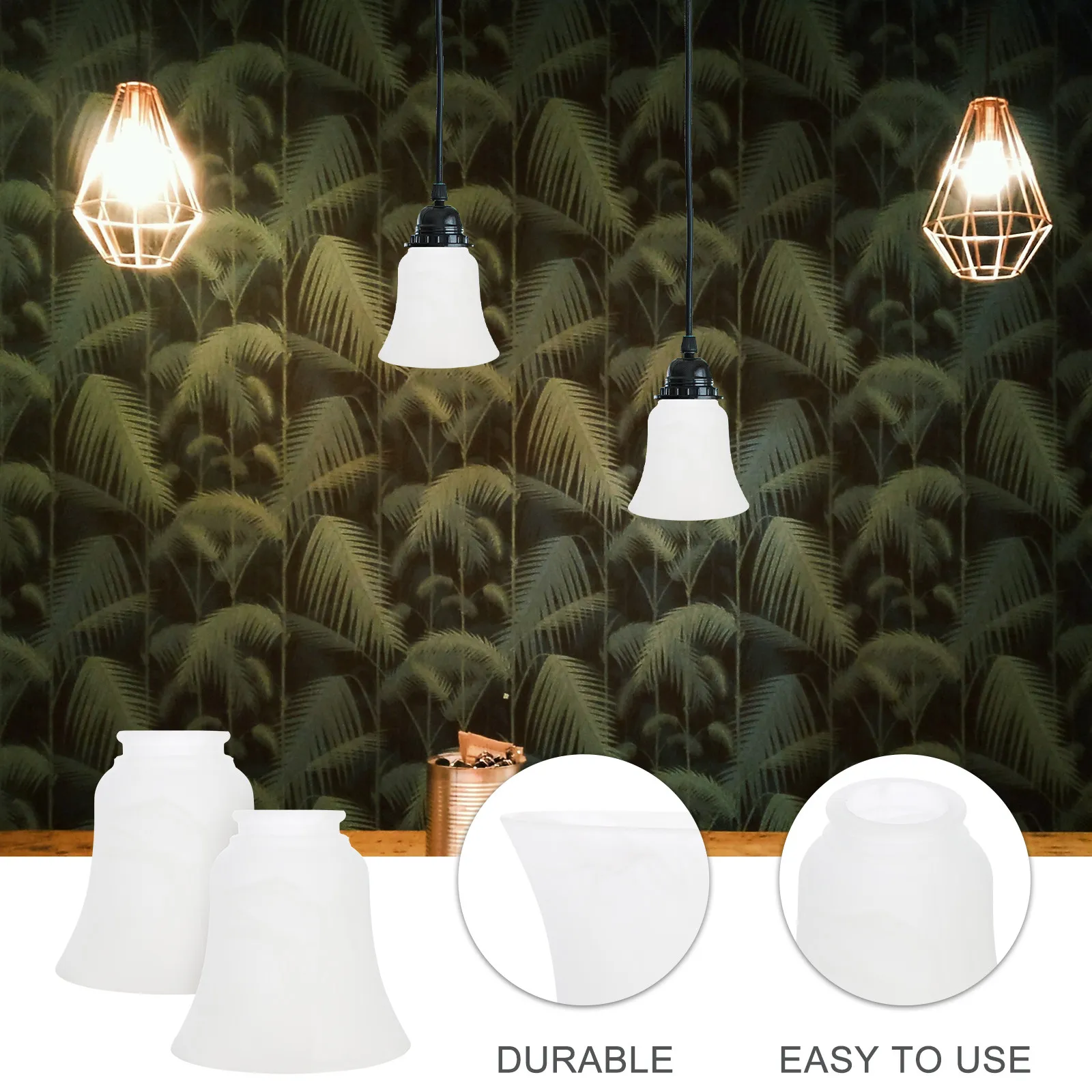 2Pcs Snowflake Glass Lamp Shades Stylish Sturdy Design Decorative Light Shade for Living Room Cafe Hotel Bar Ceiling Lamp