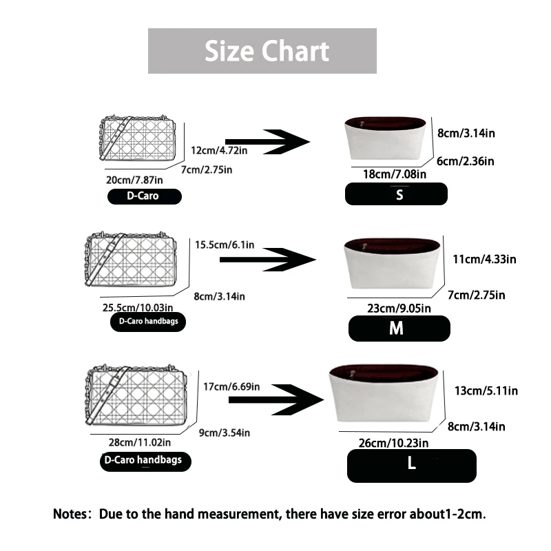 EverToner Suitable for D-Caro Handbags Microfiber Paper Inner Pouch Mold-Retaining Function Great While Organizing Items