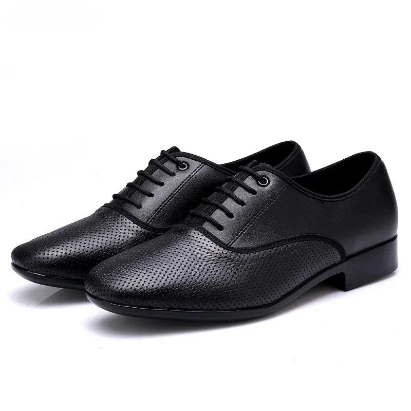 Leather Men Dance Shoes Sports Square Shoes For Men Adult Soft Dance Latin Shoes Modern Waltz Male Sneakers Increase