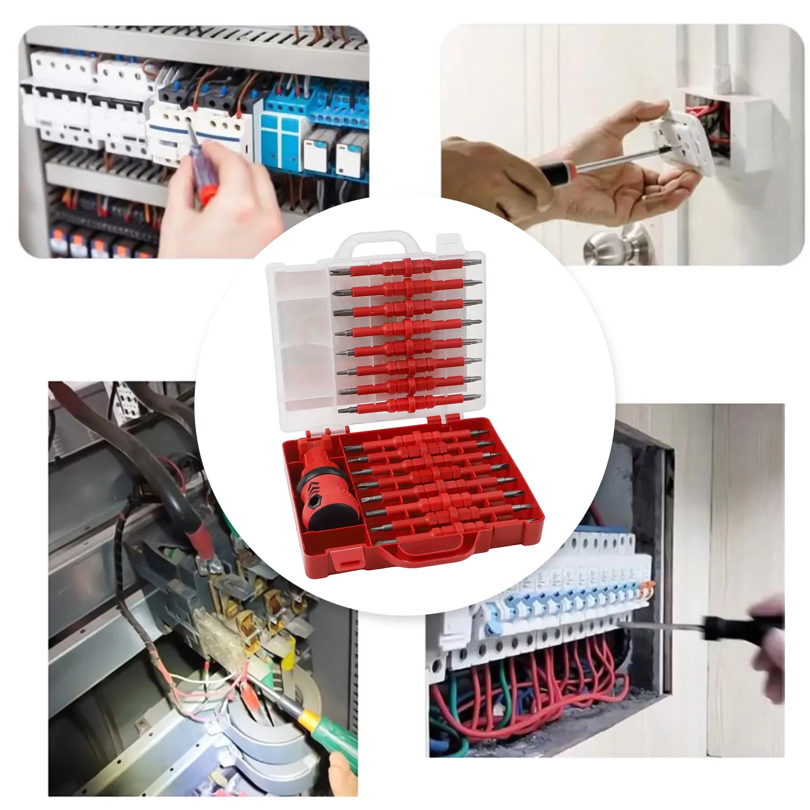 

34PCS Insulated Screwdrivers Set Multi-Purpose Electricians Slotted Cross Screwdriver Bit Repaire Tools With Magnetic Tips