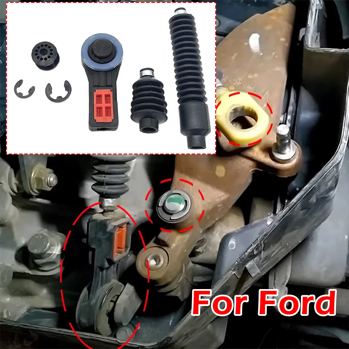 Kit de Conexão do Cabo de Câmbio Manual para Ford Focus, Fiesta, C-Max, Fusion: Alavanca de Câmbio, Haste, Coifa e Bucha