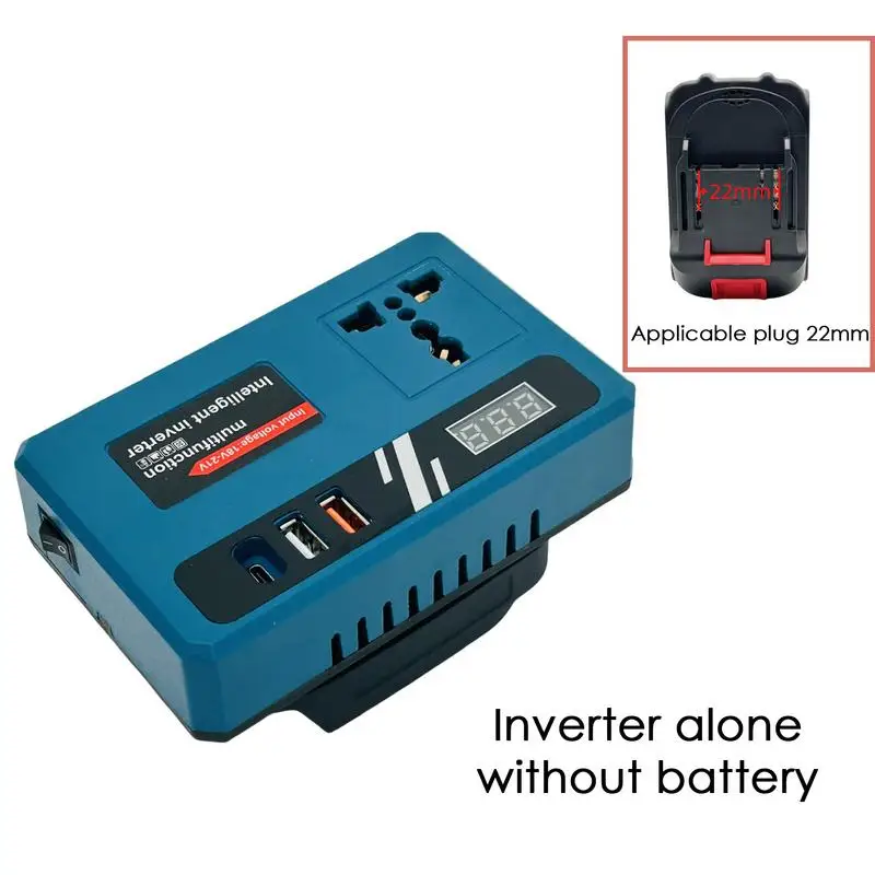 

Battery Power Inverter 2 USB Ports And 1 Type-C Fast Charger Adapter DC 18V-21V To 220V AC Converter For Home RV