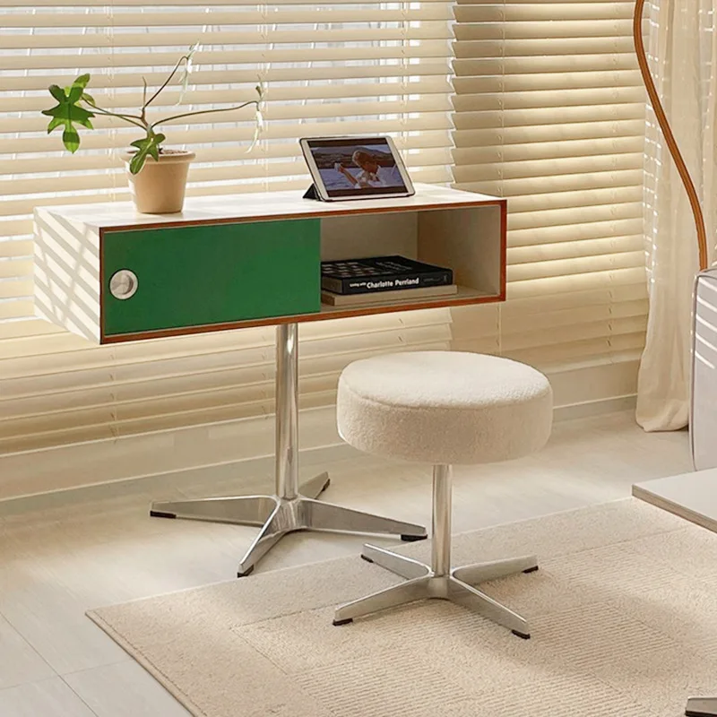 

Простая скамейка из белой шерсти ягненка для гостиной, спальни, табурет для макияжа для девочек, кресло для отдыха, дом