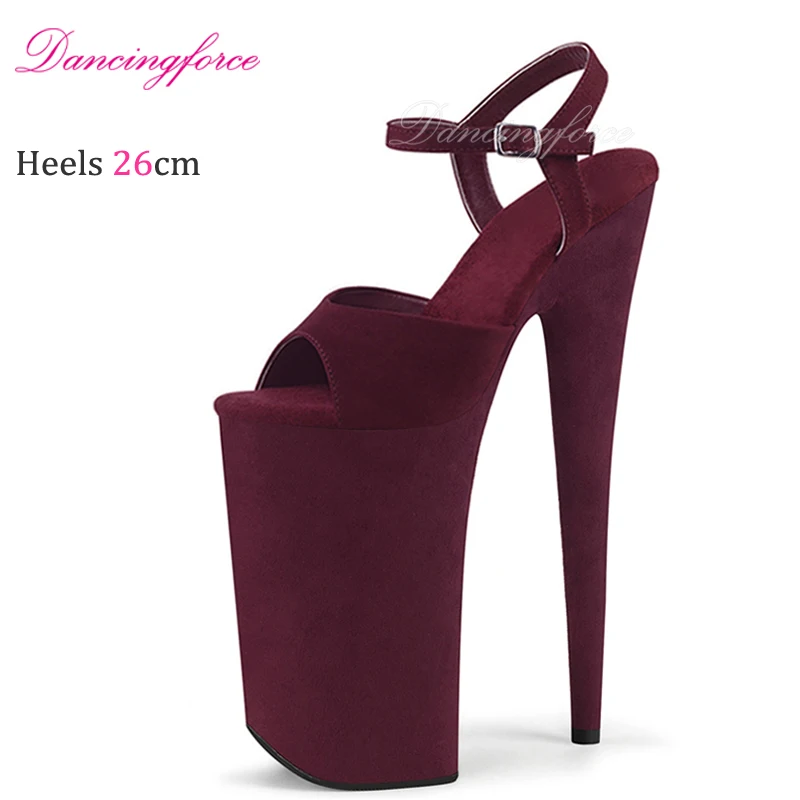 

10Inch/26cm Pole Dancing Shoes Suede Platform Super High Heels Stripper Party Shoes Women Modern Sandals