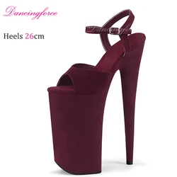 10Inch/26cm Pole Dancing Shoes Suede Platform Super High Heels Stripper Party Shoes Women Modern Sandals