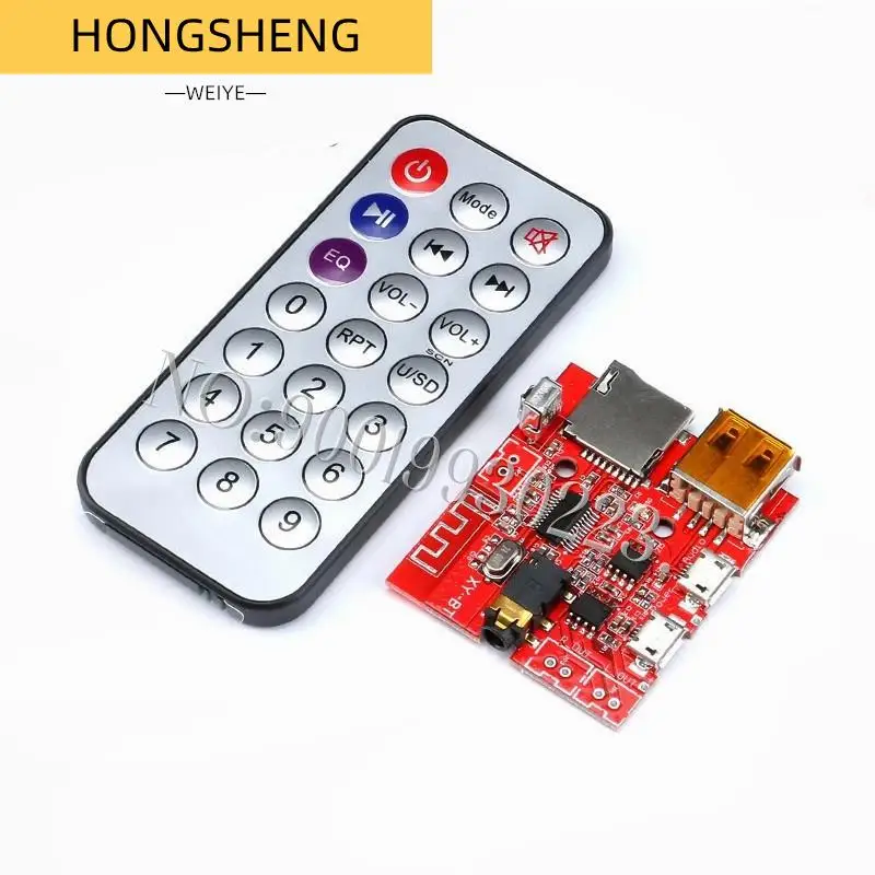 3W Car Bluetooth 4.1 MP3 WAV Decoding Board Speaker Amplifier Audio Receiver Module Support USB/TF/U-DISK/IR Remote Control Red