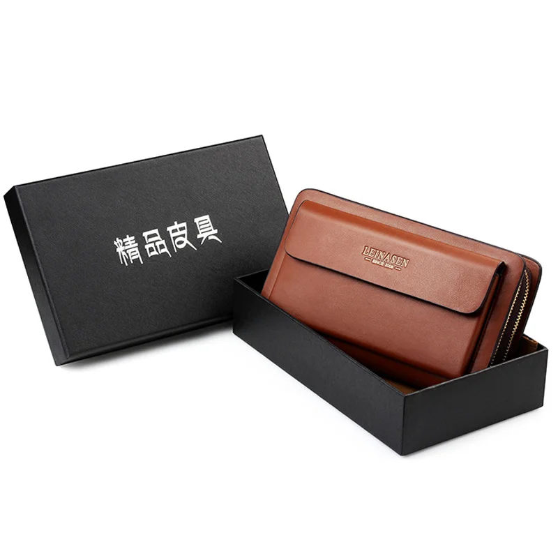 Men Business Wallets With Coin Pocket Luxury Long Double Zipper Clutch Bags Male 2024 New Fashion Men's Gift Purse Leather Pouch