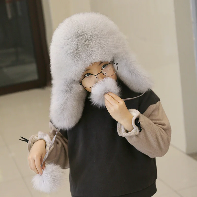 Children's Fur Lei Feng Hat Boys And Girls Ffur Winter Baby Northeast Outdoor Warm And Cold Proof Thickened Hat