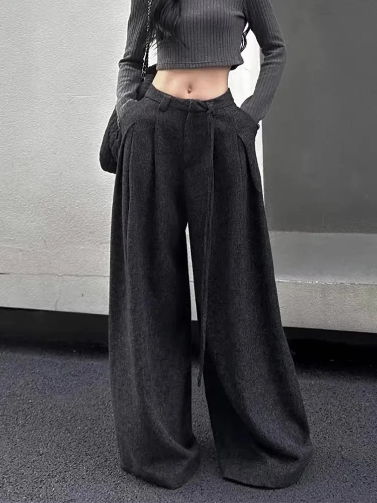 

Женские широкие брюки больших размеров, утепленные, длинные, повседневные, черные, с высокой талией, простые, облегающие, для похудения, зимние, новинка