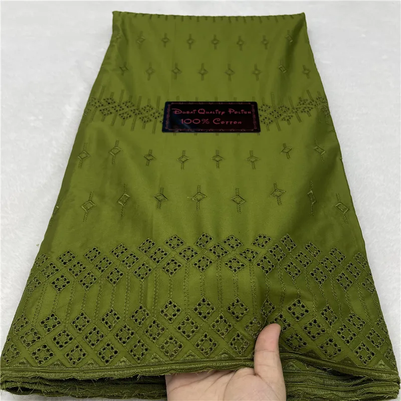 

5 ярдов нигерийской 100% хлопок, полированная атласная ткань для вышивки, высококачественная швейцарская вуаль, кружевной материал для мужчин, стиль Дубая 12L291501