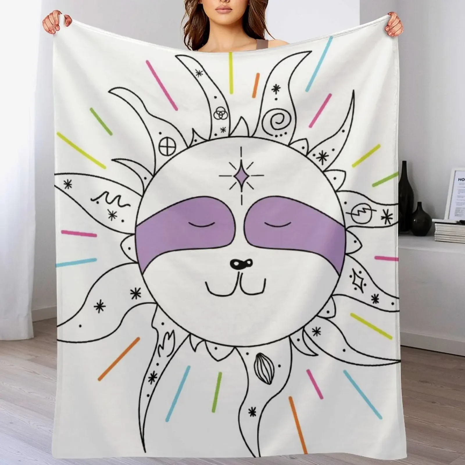 

1000 Suns Cosmic Sloth Throw Blanket Thins Hair Plush Blankets