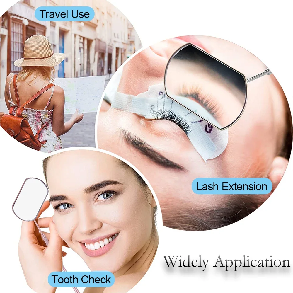 Specchio grande controllo ciglia finte ciglia specchio per trucco ingranditore in acciaio inossidabile specchio per bocca dentale forniture per estensione ciglia