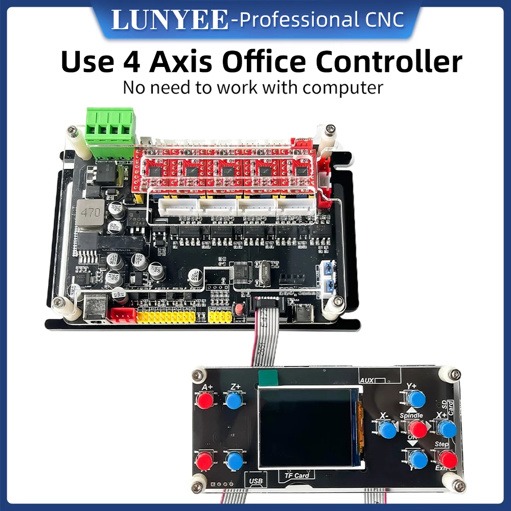 Lunyee Grbl 32 Bits Control Card 1.8 Inch Offline Controller Cnc Graveren Uitbreidingskaart Houtsnijwerk Laser Markering Controller