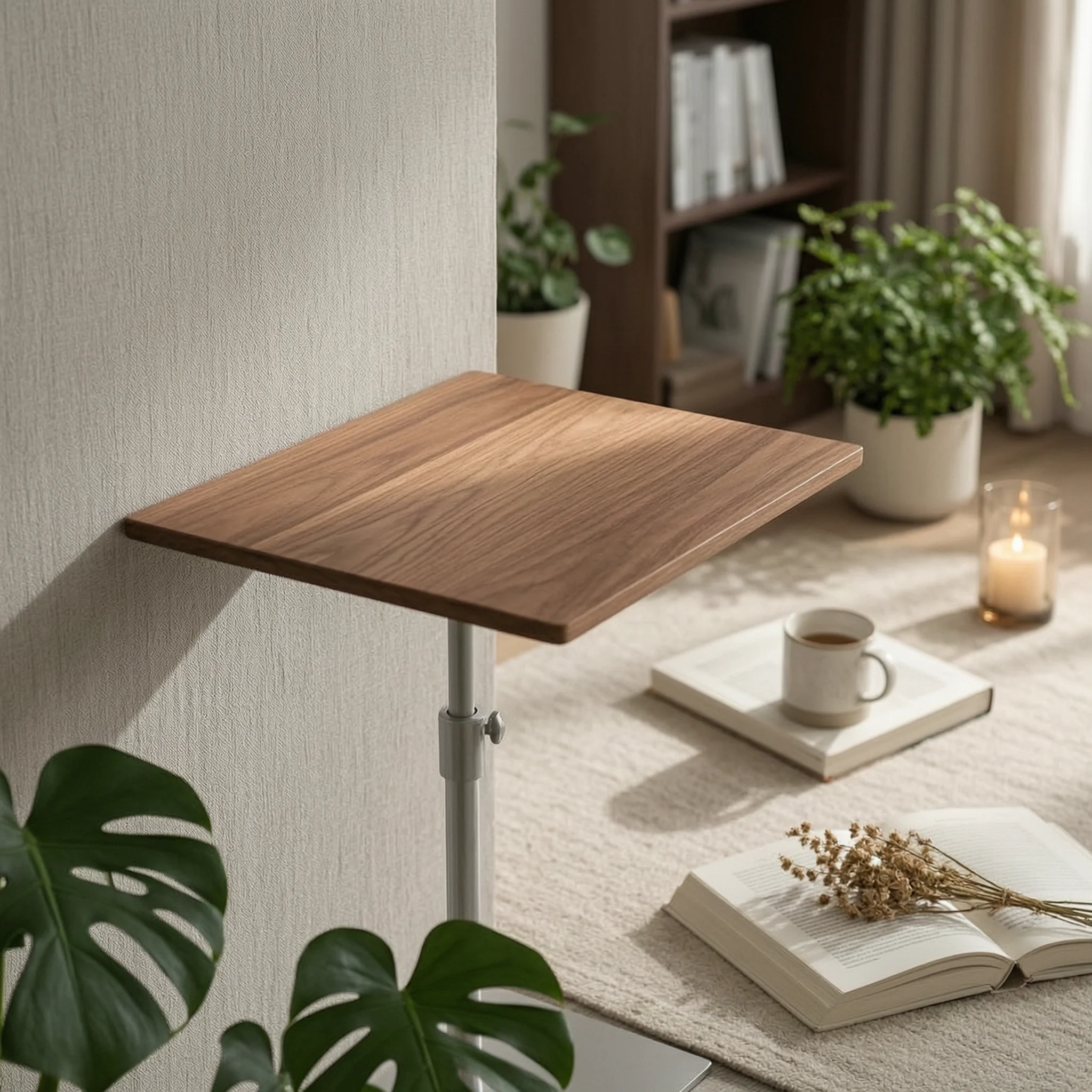 Height Adjustable Side Table Smudge-resistantResistant Metal Side Table Nightstand Modern Furniture Stable for Living Room