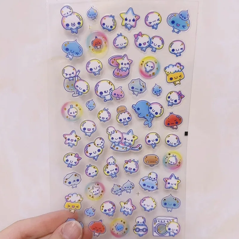 

Japanese Style Kawaii Water Drop Pvc Sticker Cartoon Anime 3D Embossed Stickers Student Diy Scrapbook Phone Case Decoration Gift