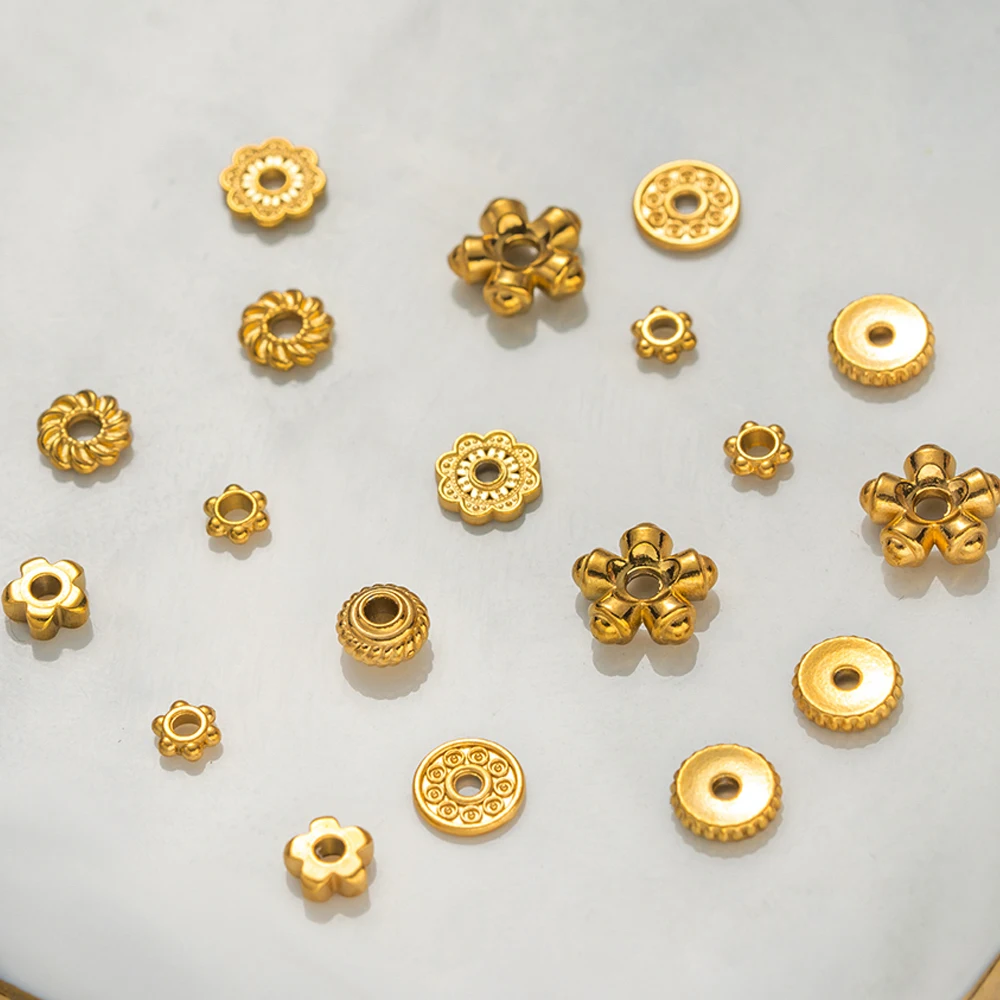 20pcs Gold Plated Stainless Steel Bead Caps Flower Cup Shape End Charm for Jewelry Earring Bracelets Necklace Making Findings