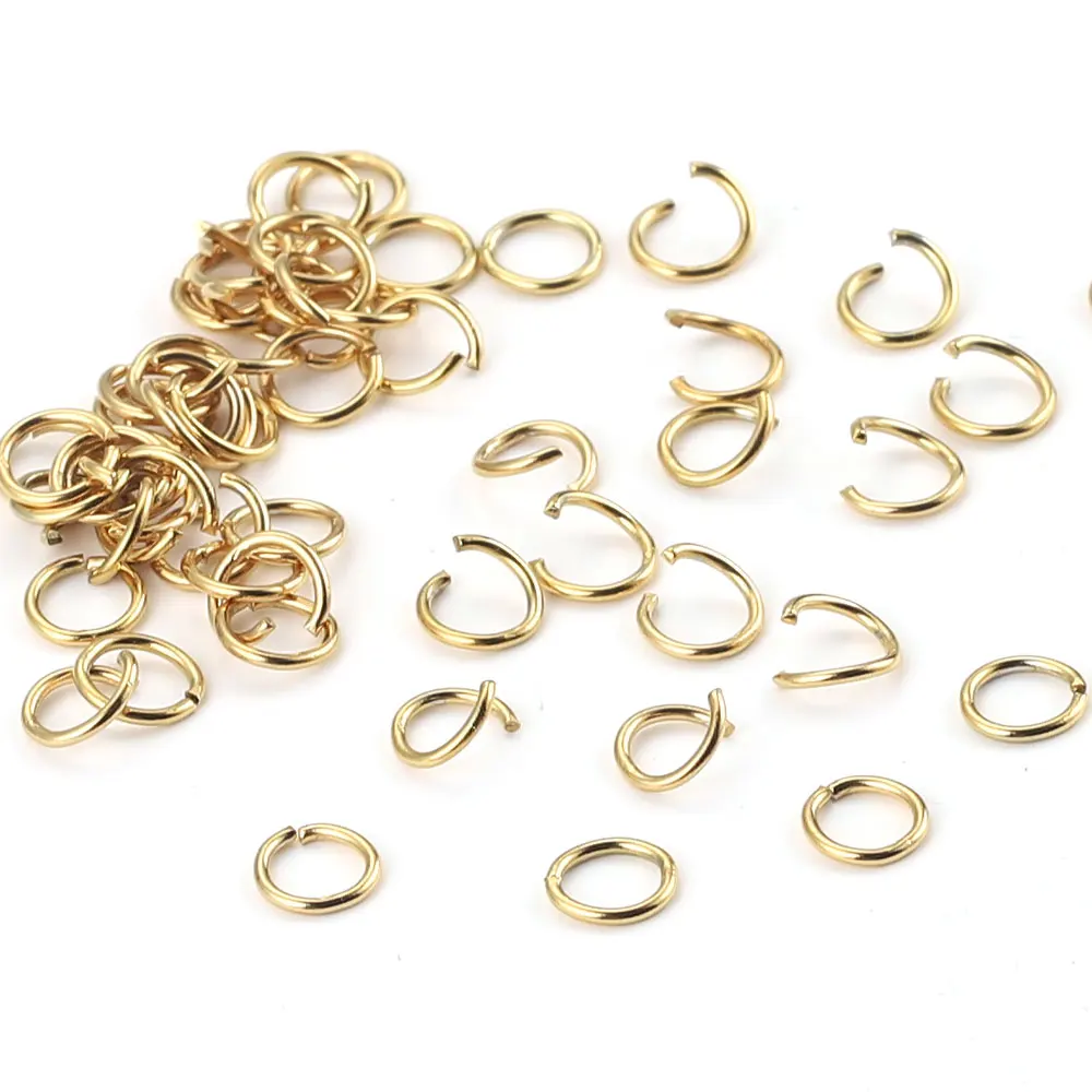 100pcs 4/6/8/10mm Gold-Plate Stainless Steel Jump Rings Open Split Ring Connectors for Jewelry Making Supplies Finding Wholasale