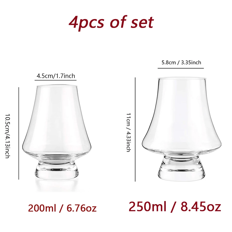 200/250ml Tasting Glasses Set Of 4pcs Lead-free Crystal Glass Whiskey Cup Smelling Wine Glasses Cocktail Glasses Bar Restaurant