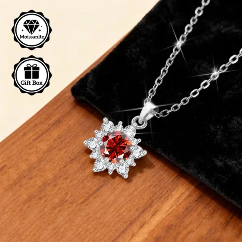 LAMVOICE Schmuck für Damen/Halskette mit 0,5 Karat Moissanit, hypoallergene Halskette, Weihnachtsgeschenk, hochwertiger Schmuck