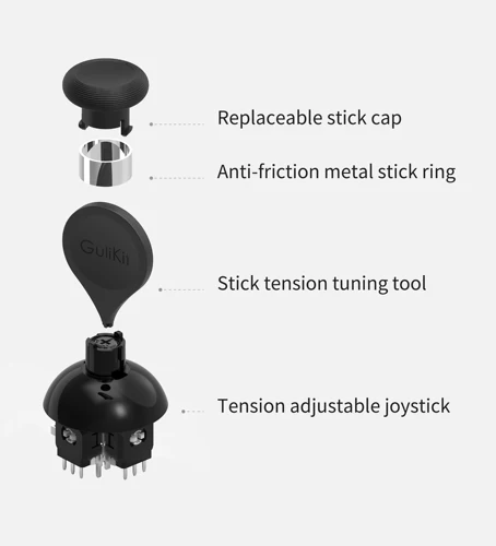 Imagen 2 del producto GuliKit 720 °   Joystick TMR de tensión ajustable para PS4, PS5 Edge para Switch Pro Xbox Series/Elite Series 2, reparación de accesorios de juego