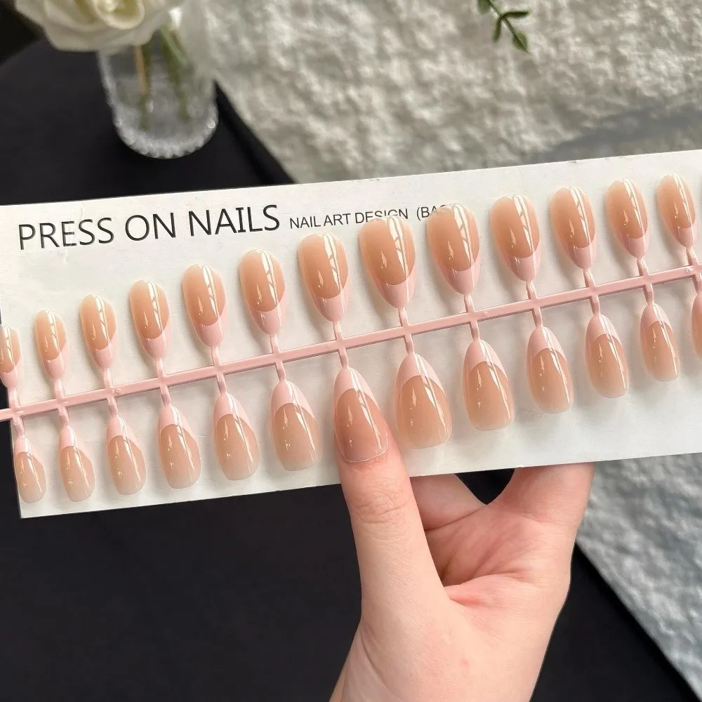 Fashion 30 Pieces Press On Nails Almond Shape Medium Length Fake Nails Matte Nude Glossy Finish Nail Tips for Nail Art
