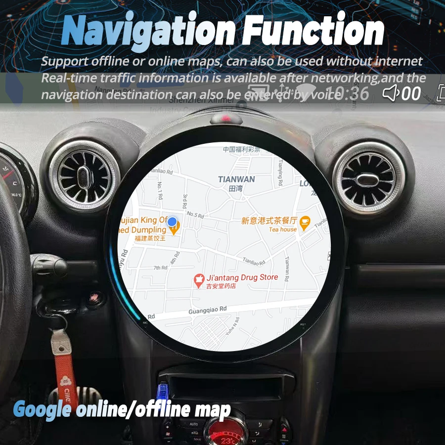 11.7inch Android Auto For BMW MINI One Cooper R55 R56 R60 Peaceman Clubman 2011-2016 Stereo Audio 4G WiFi Carplay GPS Navigation