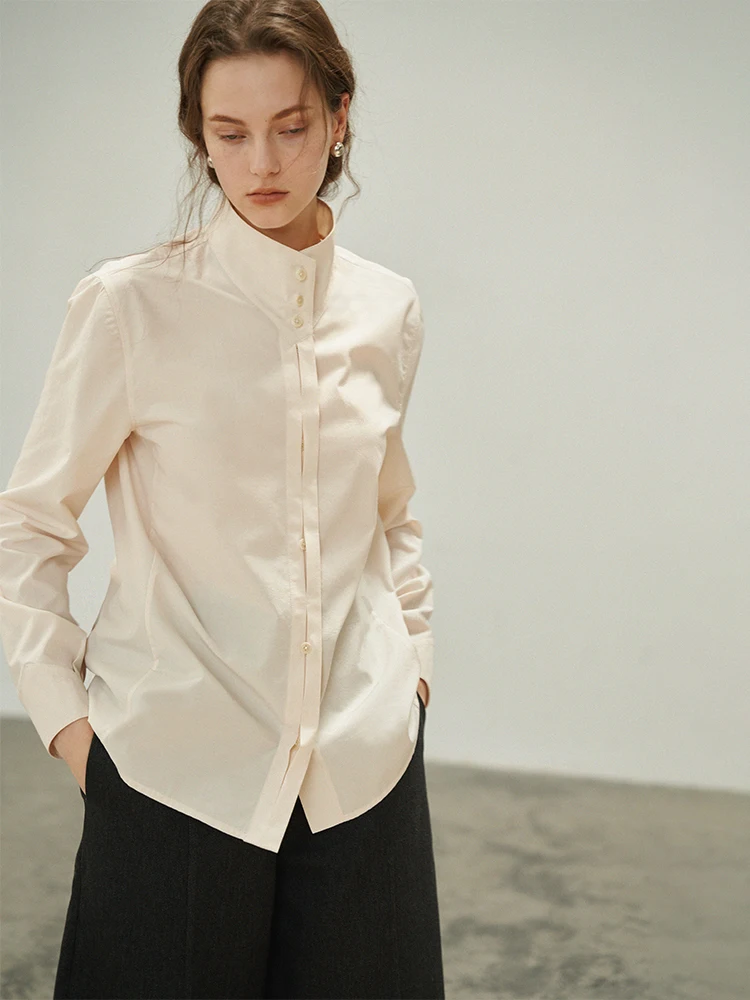 

Nomumad Chic High Collar Stand up irt Pure Color Retro Sle Women's Long Sve Sun Protection Breathable Comfortable Spri...