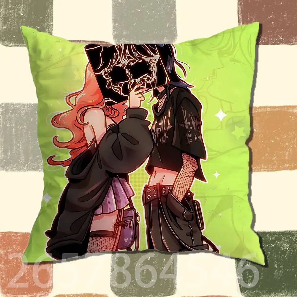 M-Mitsuki Koga Aya Green Yuri Enamel Polyester Printed Pillow Cover Square 30 35 40 45 50 55 cm Soft for Sofa Bed Car Home Decor
