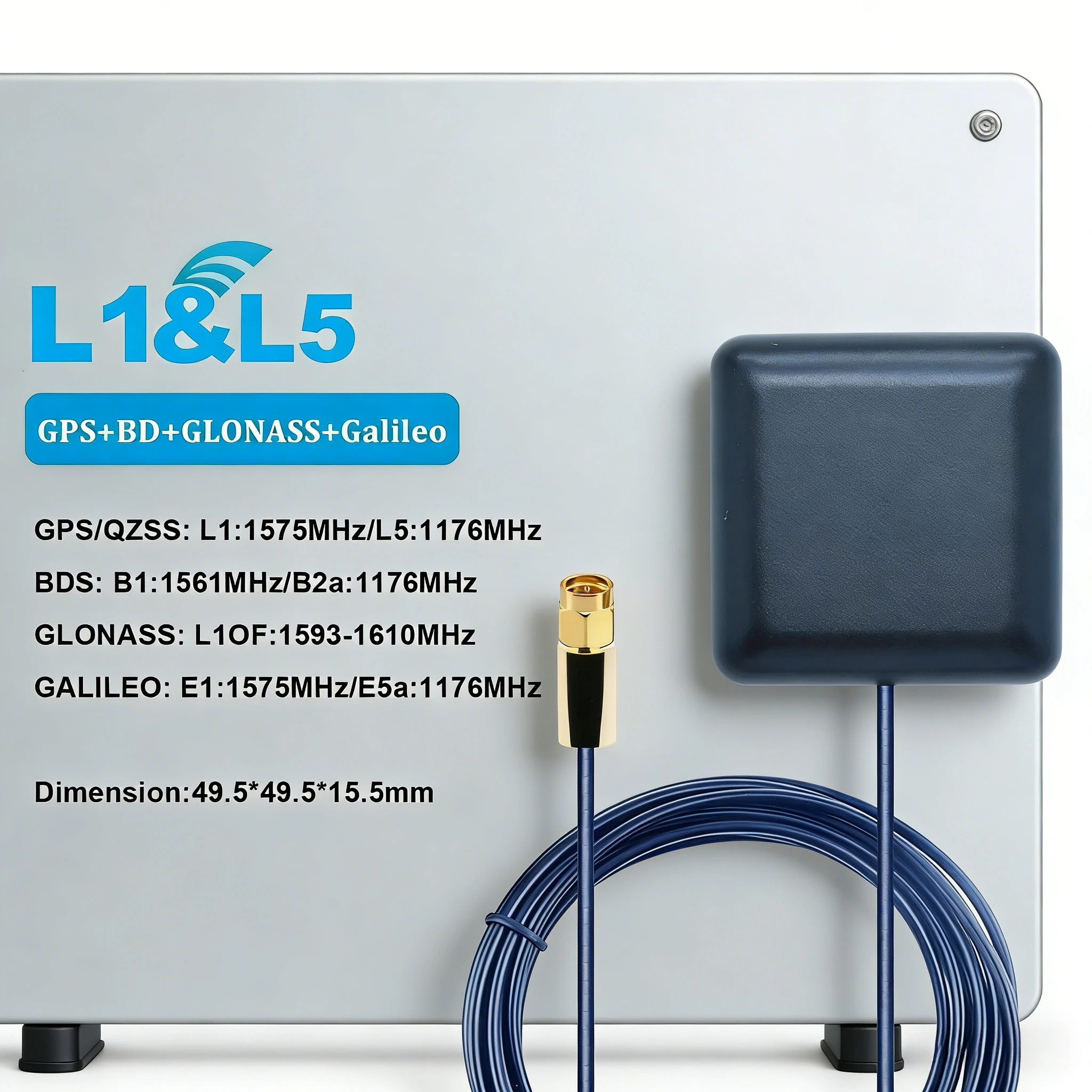 28dBi External GPS L1 L5 Dual-Band High-Precision GNSS Antenna for Car Navigation Positioning RG174 3M Cable SMA Male