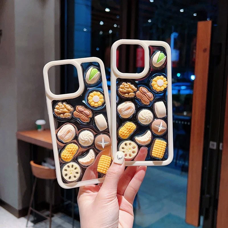 

3D Phone Case for Iphone 11 12 13 14 15 Pro Max 14 15 Plus INS Simulated Food Drop Glue Phone Cover Silicone Soft Shell