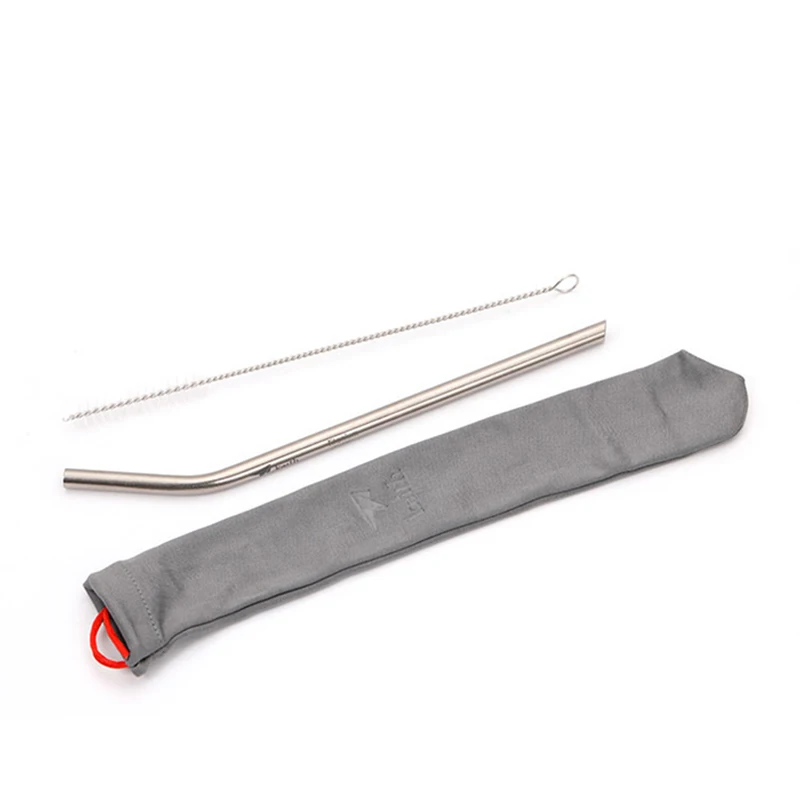 Keith Tableware Sandblasted Reusable Metal Straws Pure Titanium Drinking Straw with Cleaner Brush for Medicine Milk Tea Beverage