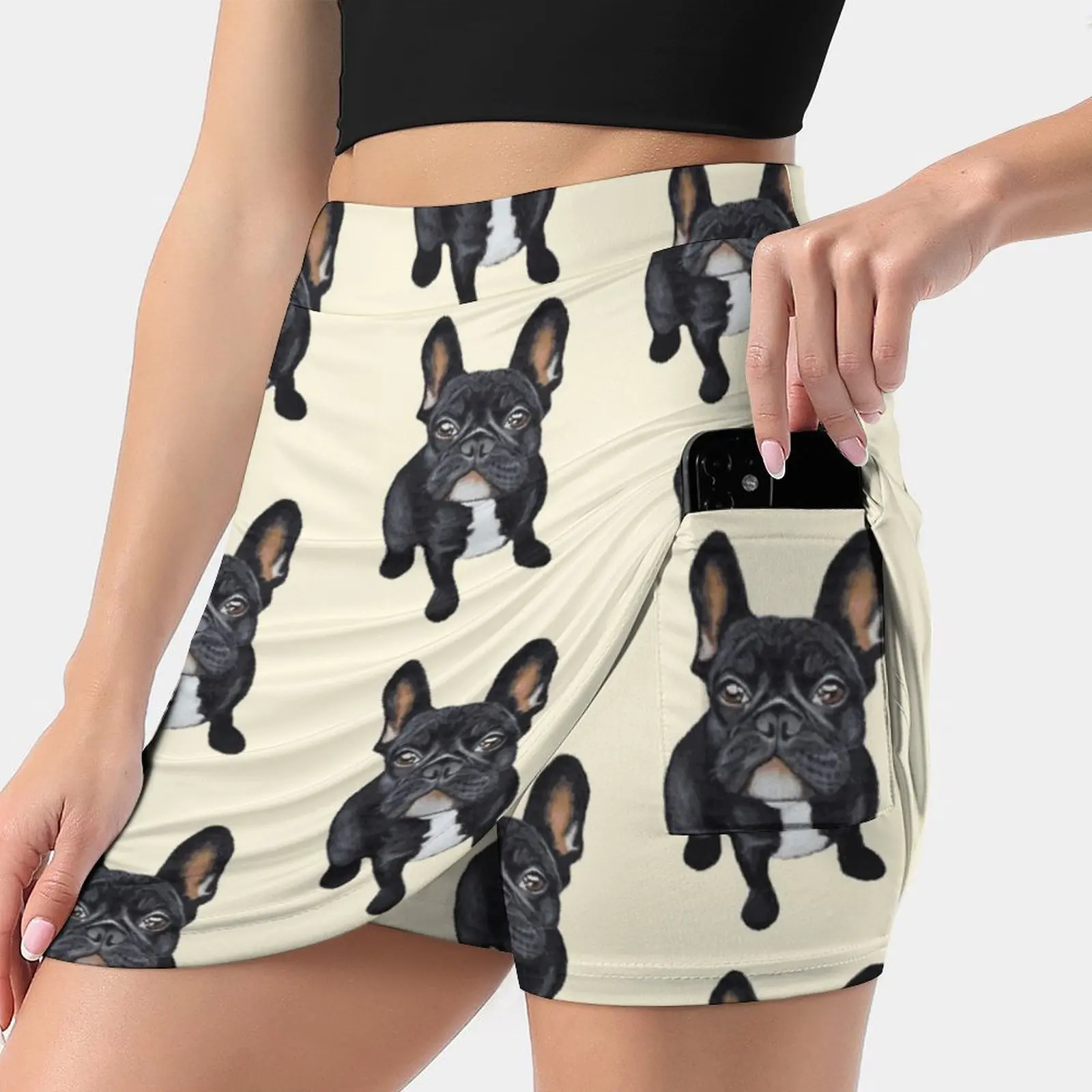 French Bulldog Skirts Woman Fashion 2022 Pant Skirt Mini Skirts Office Short Skirt Puppy Canine Black Dog Frenchie French