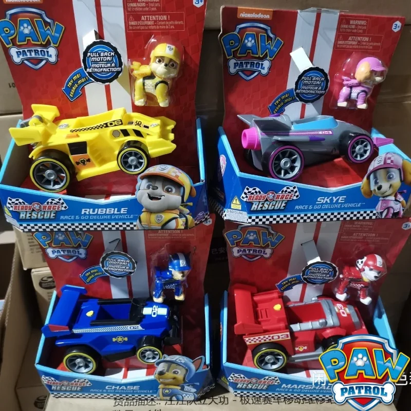 

Original Paw Patrol Speed Racing Dog Rescue Patrol Team Make Sound Action Figure Set Toys Movie Collectible Classic Kid Toy Gift