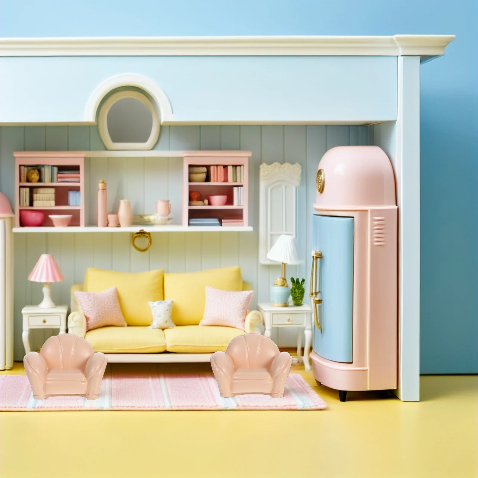 

13pcs House Furniture Miniature Chair Table Set Round Dining Decoration Models Mini Dollhouse Accessories Realistic Design