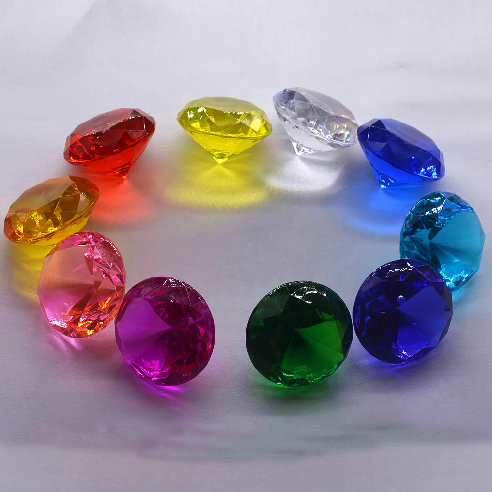 40mm Big Plastic Diamond Party Decoration Crystal Large Diamonds Proposal Home Decor Ornaments Gifts Birthday Christmas