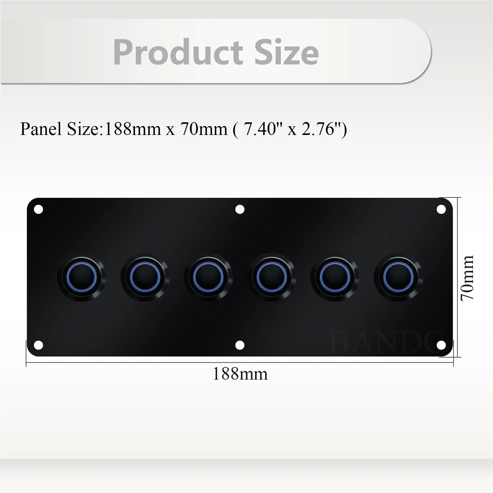 12V Marine Push Switch Panel 6 Gang Waterproof Acrylic Panel with Blue LED & Overload Protect For Boat RV Truck Boat Yacht ATV