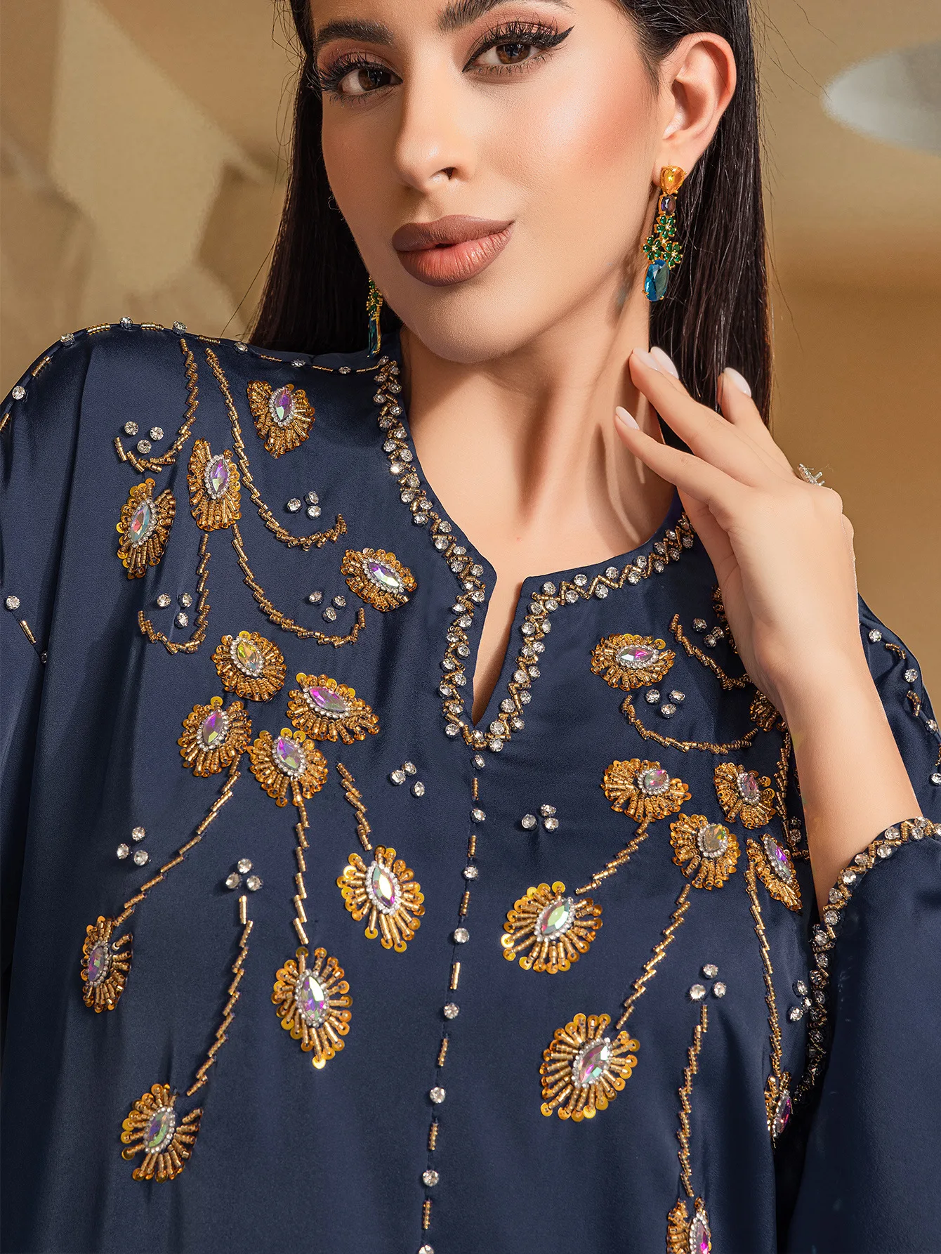 

Eid Mubarak Djellaba Muslim Women Abaya Dress Luxury Dubai Diamonds Islam Jalabiya Kebaya Morocco Caftan Robe Femme Musulmane