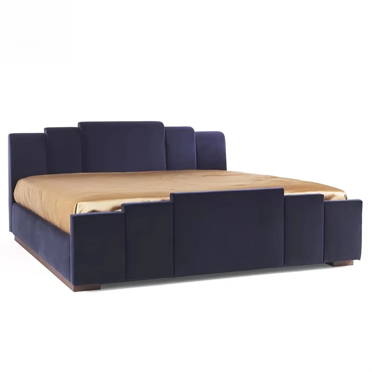yp-Best Furniture Modern Purple Velvet Fabric Wooden Frame Single Bed Bedroom for Adults-