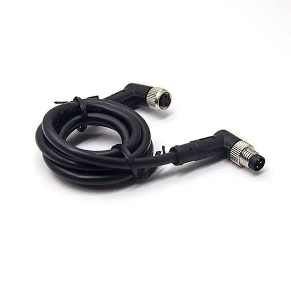 Right Angle M8 Connectors 3 Pin Male to Female Cable Cordsets 24AWG 2M