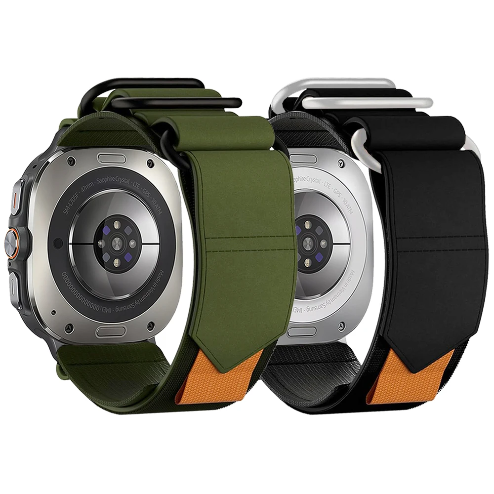 

Кожаный + нейлоновый ремешок для часов для Samsung Galaxy Watch Ultra 2025, браслет для Galaxy Watch Ultra 47 мм, браслет для умных часов