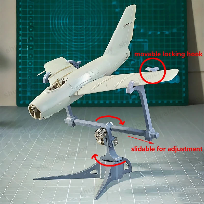 1/72 144 200 Scale Aircraft Model Rotatable Universal Bracket 3D Printed Display Stand with Locking Hook for Mini Plane Models