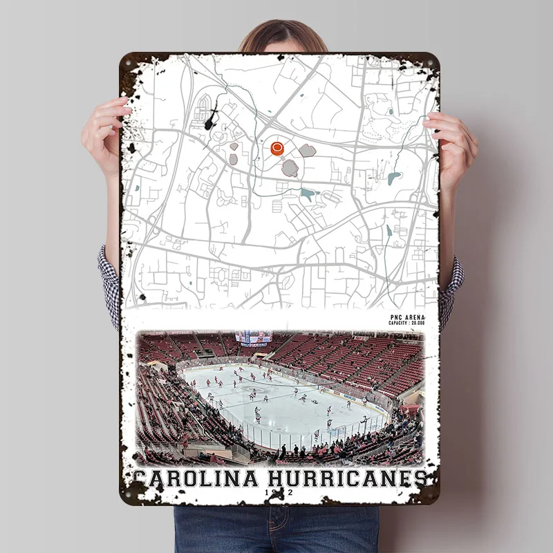 Arena Carolina Hurricanes Printed Posters Customizable Wall Art Retro Vintage Metal Tin Signs for Home Room Decoration Garage