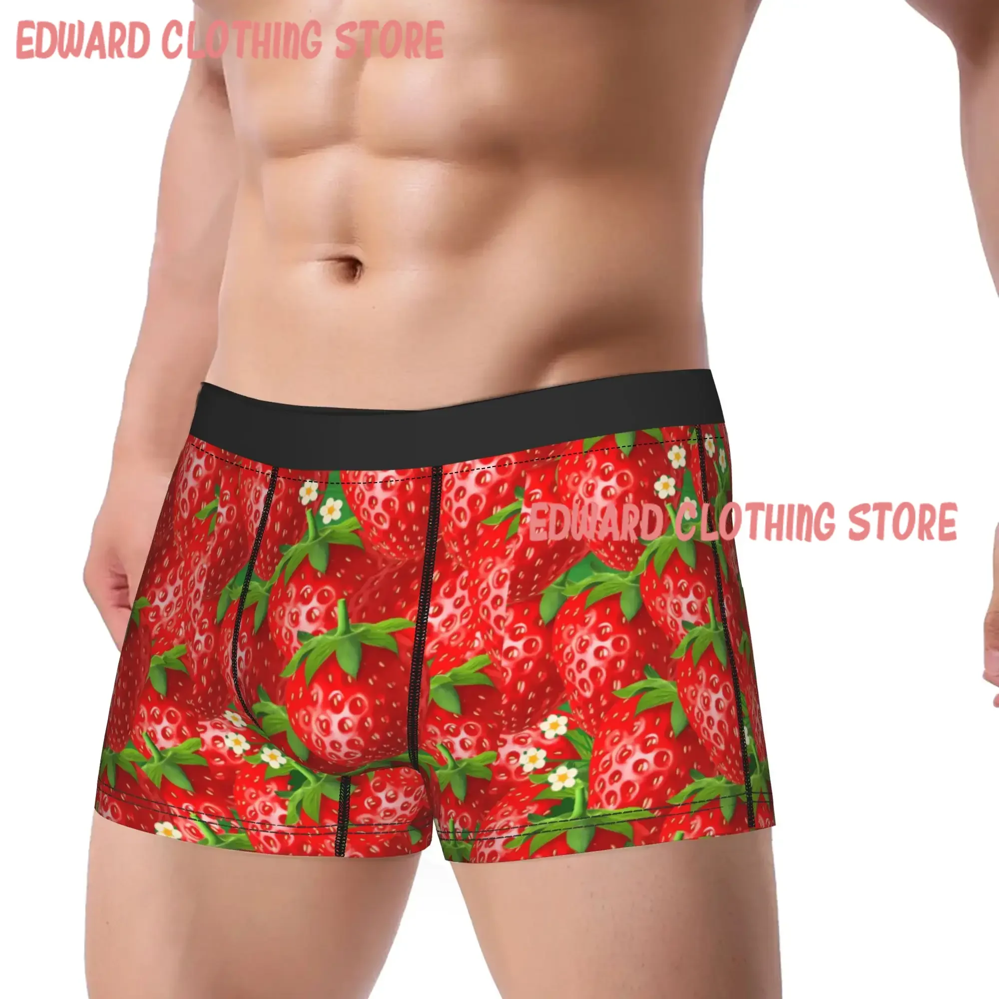 Strawberry Fruit Seamless Underwear  Soft Trend Underpants Custom Boxer Brief For Males Pouch Oversize Boxershorts